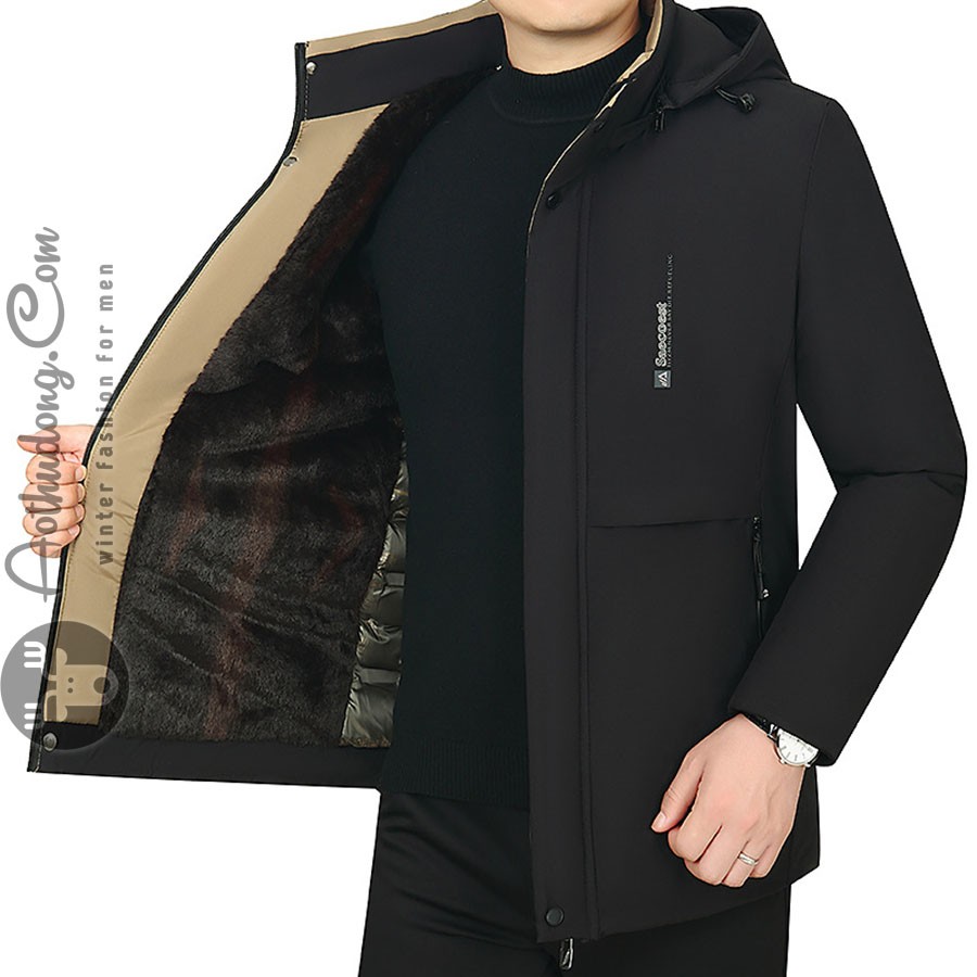 Áo phao lót lông hàng hiệu đen - Ảnh 0