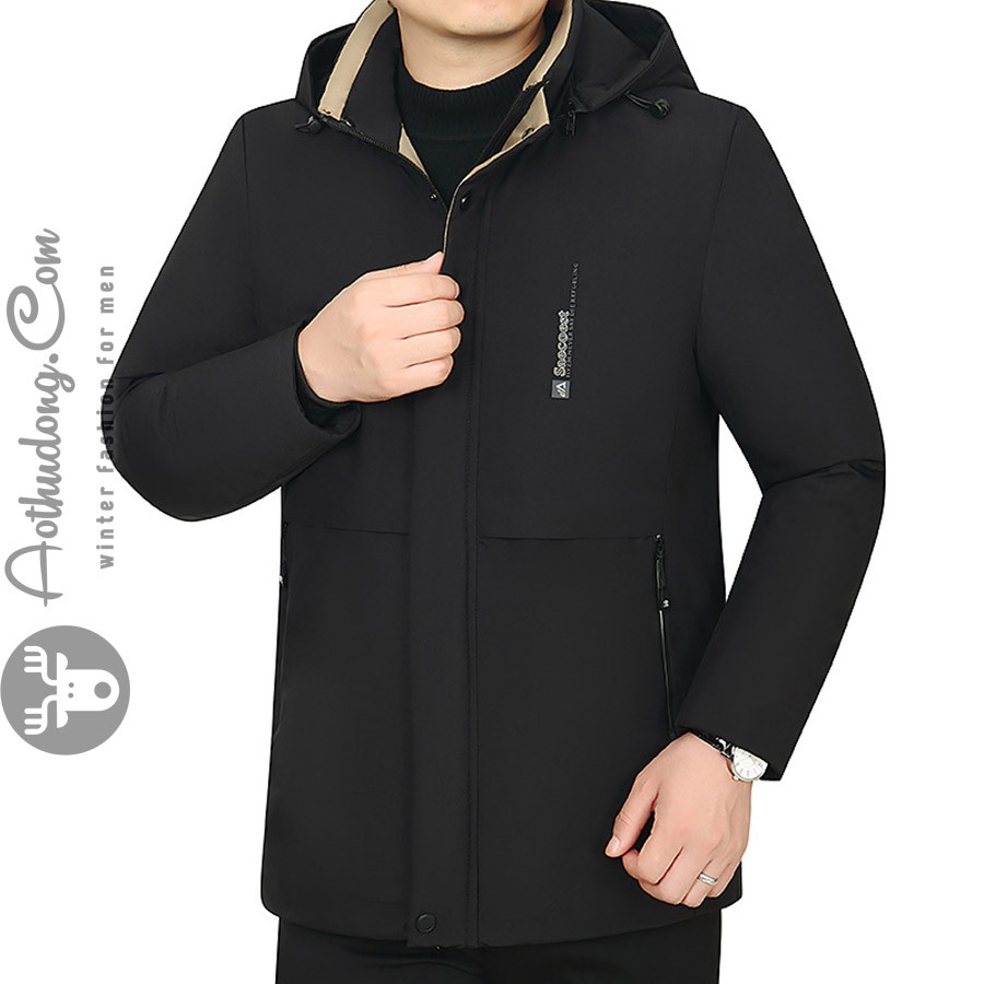 Áo phao lót lông hàng hiệu đen - Ảnh 1