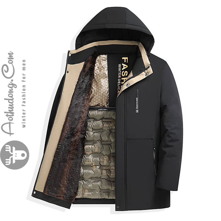 Áo phao lót lông hàng hiệu đen - Ảnh 3