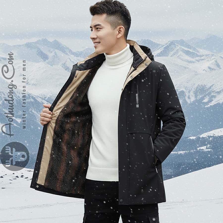 Áo khoác phao lót lông chống nước - Ảnh 0