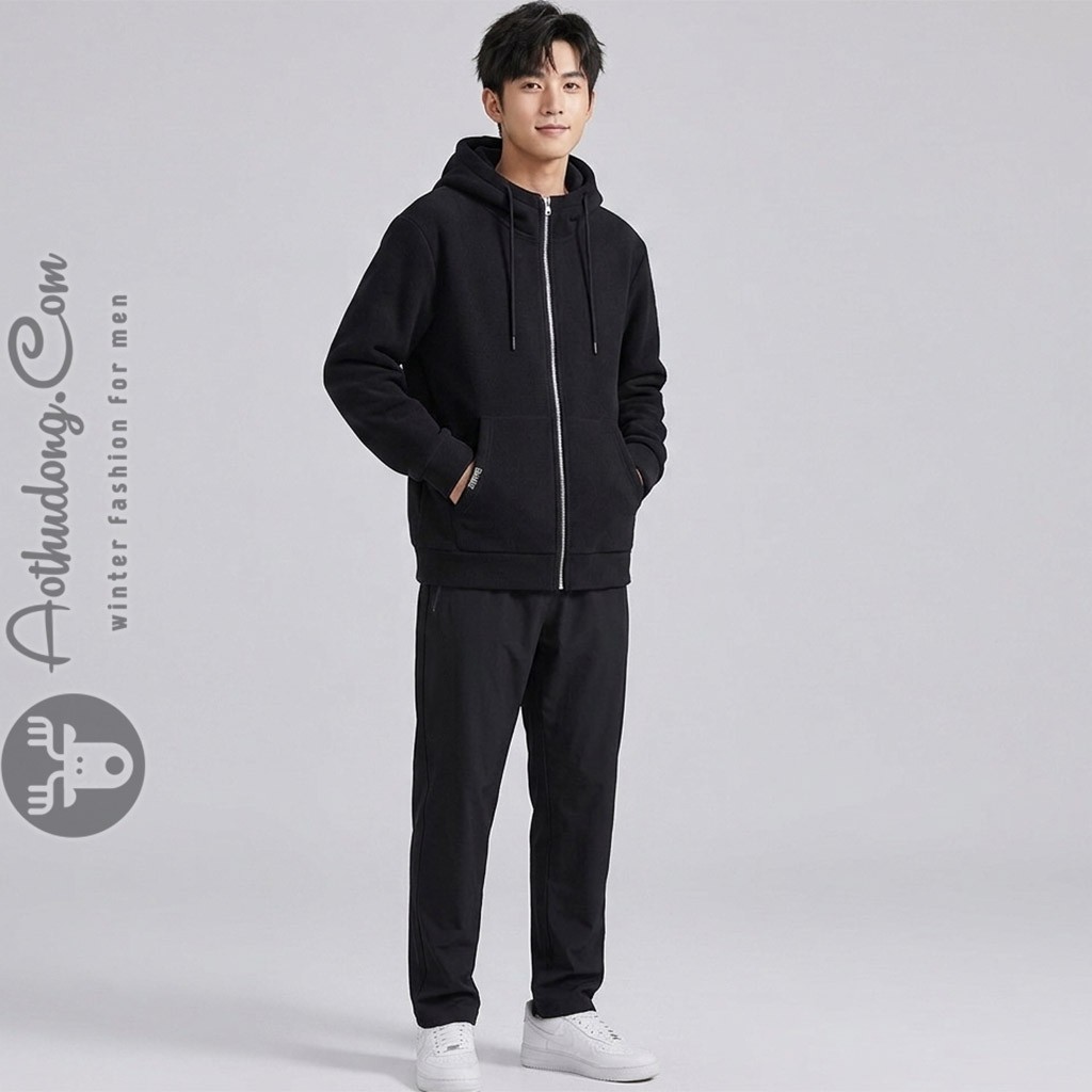 Áo hoodies dạ nỉ lót lông cao cấp - Ảnh 1