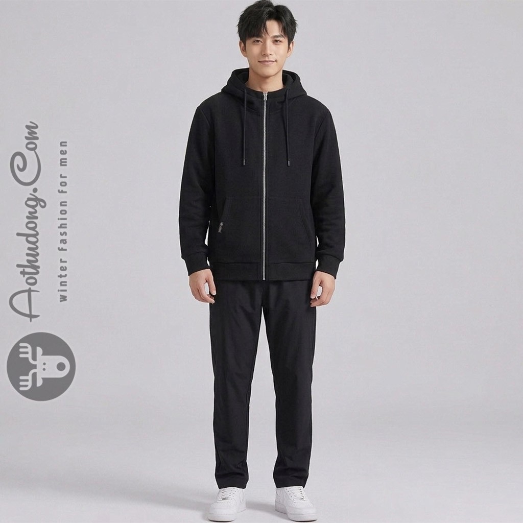 Áo hoodies dạ nỉ lót lông cao cấp - Ảnh 2