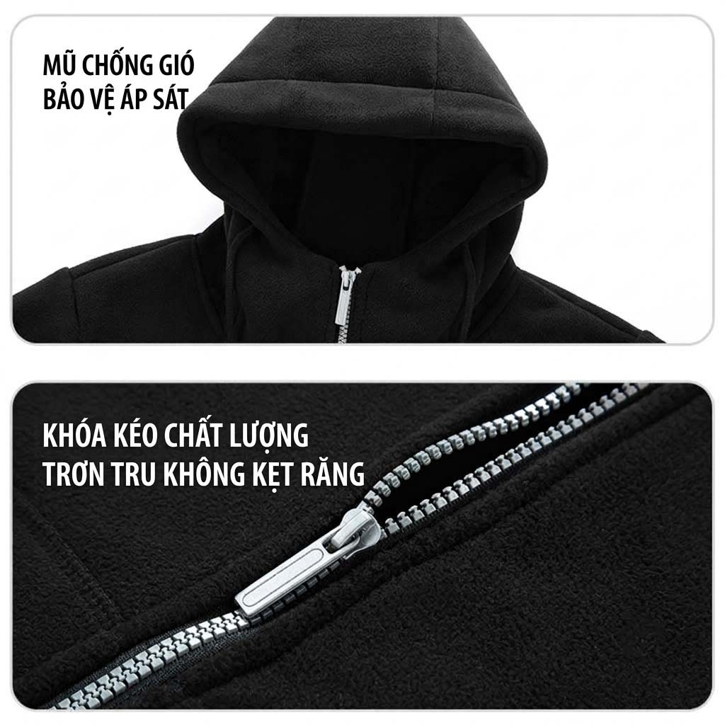 Áo hoodies dạ nỉ lót lông cao cấp - Ảnh 4