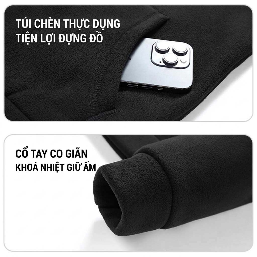 Áo hoodies dạ nỉ lót lông cao cấp - Ảnh 5